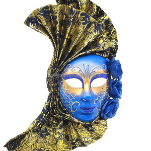 หน้ากากแฟนซีแบบเต็มหน้า HLC New Venetian Masquerade รูปทรงพัดประดับดอกไม้ด้านข้าง หน้ากากเจ้าหญิงสไตล์อิตาลี สำหรับงานปาร์ตี้ธีมคาร์นิวัล - Product Image 4