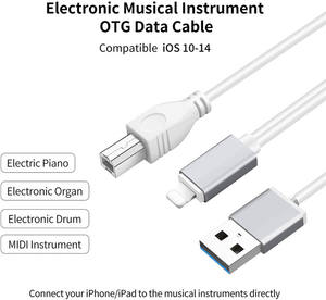 <span class=keywords><strong>2</strong></span> en 1 MIDI <span class=keywords><strong>OTG</strong></span> Host con <span class=keywords><strong>cable</strong></span> de piano de carga USB para Iphone para Ipad <span class=keywords><strong>Cable</strong></span> de órgano electrónico IOS 13 14 - Product Image 2