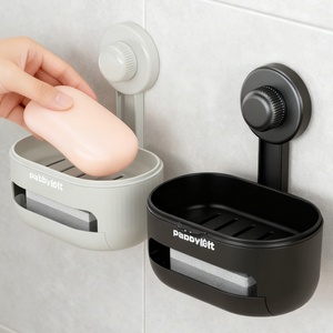 Support OEM Wall Mounted Soap Holder for Bathroom with Suction Cup Plastic <b>Dish</b> Soap Box Draining <b>Rack</b> Tray Bathroom Storage - Product Image 1