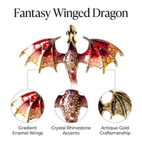 Broche Vintage Dragon Ailé Iridescent Alliage de Zinc Émail Strass Dégradé Fantaisie Pin Revers Bijou Unisexe Cadeau