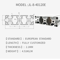 Profilé en aluminium extrudé anodisé argenté 40120, matériau 6063 T5, service de découpe et de perçage sur mesure