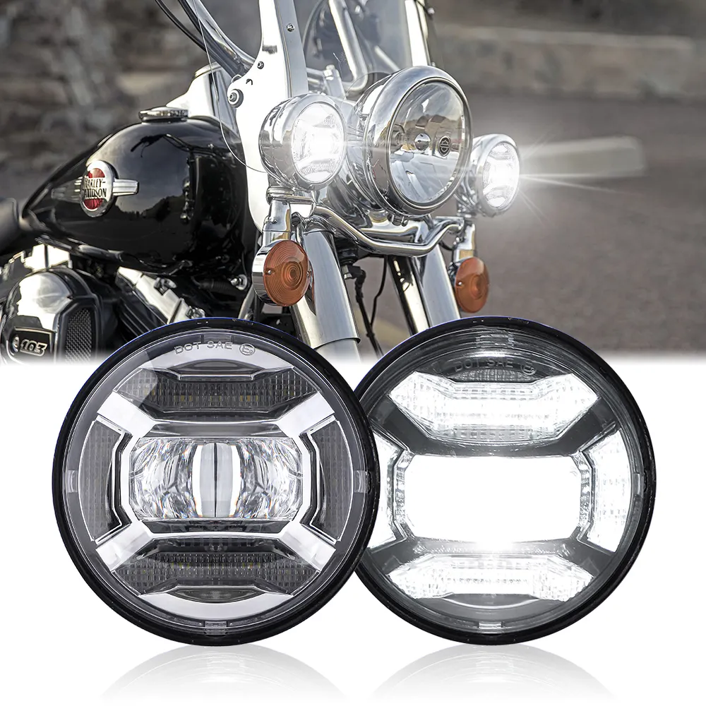 1 Pair 4.5 Inch Led Fog Light for Motorcycles Auxiliary Light Bulb Motorcycle Projector Driving Lamp 