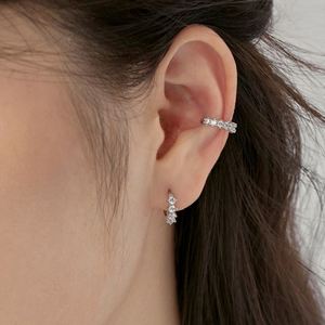 Dylam Lightly Luxury S925 Silver Rhodium 18K Gold Plated Fine Fashion Eternity 5A Cubic Zirconia C Shape <b>Cuff</b> <b>Earrings</b> for Women - Product Image 5
