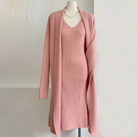 2024 femme élégante robe pull décontracté élégant 2 pièces ensemble lâche tricoté plat tricoté vêtements d'hiver
