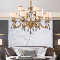 VH lustre d'intérieur américain en cuivre éclairage décoratif classique de luxe pour hôtel et villa en cristal avec hauteur réglable