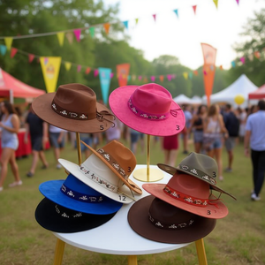 Chapeau en feutre brodé ethnique Z, 100% laine, réglable, unisexe, chapeau de fête, motif animal, adulte, quatre saisons - Product Image 5