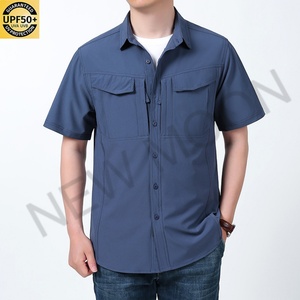 Chemise de pêche personnalisée pour homme, nouvelle, de haute qualité, protection solaire extérieure, manches courtes, boutonnée, multi-poches - Product Image 1