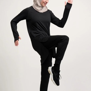 Ropa Deportiva Musulmana para <span class=keywords><strong>Mujer</strong></span>, Hijab, Ropa de Gimnasio, Vestido Deportivo Negro Modesto - Product Image 4