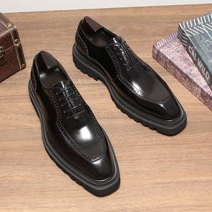 Chaussures habillées de luxe en cuir pour hommes, légères, respirantes, antidérapantes, à lacets, pour le bureau, les occasions spéciales et les mariages - Product Image 4