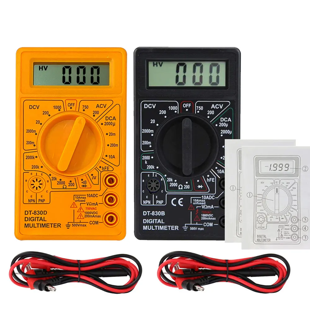 Dt830b Draagbare Gele Digitale Multimeter Voor Handmatige Meting Gelijkstroomwisselspanning