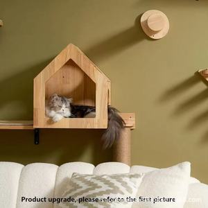 Wooden Wall Mounted Cat <b>House</b> 11.8x15.5x11in Durable Birchwood Cat <b>Bed</b> For Small Cats - Product Image 4