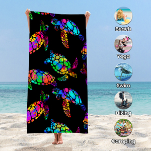 OEM in microfibra bagno estivo ad asciugatura rapida tartaruga tropicale nera oversize borsa <span class=keywords><strong>da</strong></span> spiaggia telo <span class=keywords><strong>da</strong></span> <span class=keywords><strong>mare</strong></span> personalizzato - Product Image 4