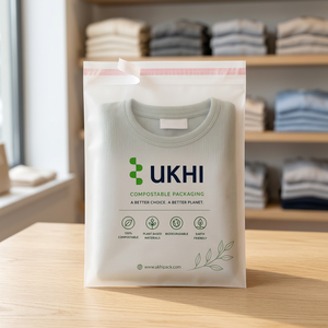 Bio & <b>Compostable</b> PLA PBAT Cornstarch Transparent And Milky Garment Packaging Pouches For Clothing And Apparel With 100 Microns - Product Image 5
