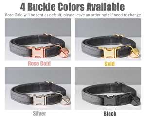 Ensemble collier et laisse personnalisés pour chat et petit chien DarkGrey Veet, avec étiquette gravée sur mesure pour chaton/chiot et clochette dorée gratuite - Product Image 6