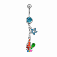 Blue Ocean Seestern Anker Zirkon Schiff Probe schöne Fuchs Silber Edelstahl Bauch Nabel Piercings