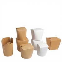 Contenants à emporter personnalisés en papier couché jetables, pliables, pour nouilles, bols, tubes à pâtes, boîtes à poulet frit, avec pelliculage mat