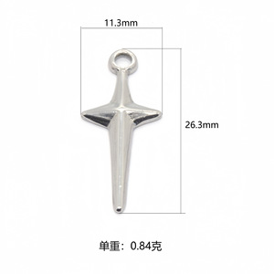 จี้รูปกางเขนสแตนเลส อุปกรณ์ทำเครื่องประดับ DIY สำหรับสร้อยข้อมือ สร้อยคอ ชุด 12 ชิ้น ผิวขัดเงา - Product Image 2