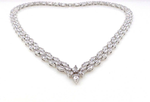 Collier tennis élégant en argent 925 avec moissanite marquise, style collier, pour mariage, anniversaire ou soirée - Product Image 2