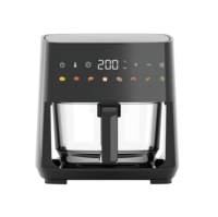 Friteuse à air électrique moderne 4L avec écran couleur intelligent à commande tactile, 8 modes prédéfinis, sans huile, pas de retournement nécessaire, pour camping-car et hôtel