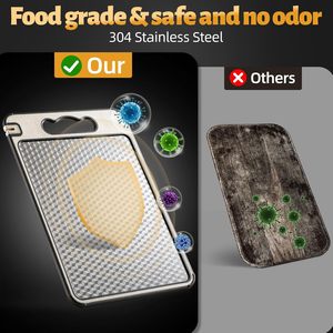 SS304 Double Sided Scratch-Resistant Sustainable <b>Plastic</b> & Stainless Steel Cutting Board Dishwasher Safe - Product Image 2