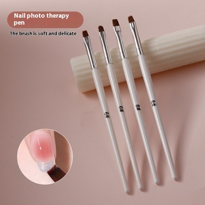 4 Pcs Flat Nylon Nail Art UV Gel Brush Set Size 6 8 Shaped Head Gel Nail Painting Decoration Manicure Salon Nail Brushes Kit - Product Image 2