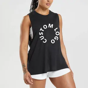 OEM Custom Logo Performance Workout Vest Loose Oversize Yoga Athletic Sports Gym Singlet Top Plus Size Women's Yoga Tank Tops