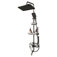 Ensemble de douche haute pression à affichage numérique avec mitigeur thermostatique, 4 modes, pommeau de douche pluie et douchette à main, finition gunmetal, robinet de salle de bain, vente en gros
