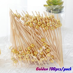 Beaded Fruit Sticks Bamboo Skewers With Pearl 100Pcs Disposable Cocktail Dessert Decoration - Product Image 2