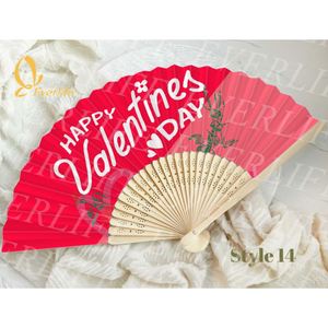 Glossy Custom Printed Bamboo Hand Fans Plastic Crafts with Logo for Women and Men - Product Image 1