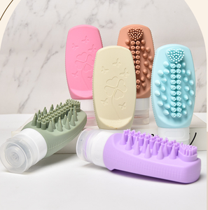Silicone Leak Proof Travel Containers Shampoo Lotion Squeezable <b>Bottles</b> for Hair <b>Brush</b> Scalp Massager - Product Image 5