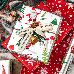 Christmas Gnomes and Snowflakes <b>Pattern</b> Gift Wrapping <b>Paper</b> Double-Sided Metallized Art <b>Paper</b> for Holiday Packaging - Product Image 2