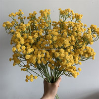E-1044 Bunga Kuning Artificial Laris Manis, Babysbreath Artificial Real Touch, Buket Gypsophila Kuning untuk Pernikahan