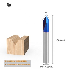 Nhà Sản Xuất 1/4 * 2in Fresa Màu Xanh Nano Lớp Phủ V Loại <span class=keywords><strong>Chamfer</strong></span> Bit Solide Carbide Khắc Gỗ Công Cụ Khắc CNC Router Bits Set - Product Image 6