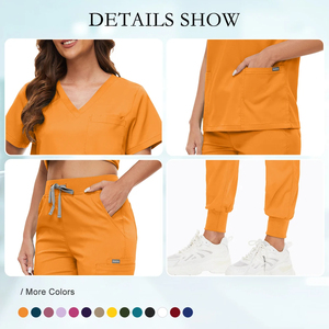 Vente en gros d'uniformes médicaux Slim Fit Ensembles de gommages pour hommes et femmes Infirmières de l'hôpital Clinique dentaire Salon de beauté Spa Vêtements de travail Haut de gommage Pantalon - Product Image 6
