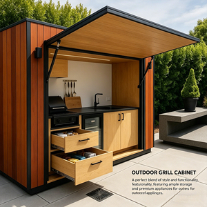 Ensemble de cuisine extérieure YardLux <span class=keywords><strong>BBQ</strong></span> Shed - Aluminium écologique <span class=keywords><strong>portable</strong></span>, comprend une cuisine, un barbecue, un grill de porte-bagages, durable pour l'extérieur - Product Image 6