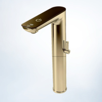 Robinet de lavabo de salle de bain à LED noir avec mélange d'eau chaude et froide, robinet intelligent sans contact à capteur pour hôtels et maisons