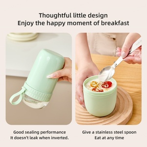 Gobelet à yaourt transparent portable et tendance, compatible OEM, avec cuillère, pour petit-déjeuner, flocons d'avoine, yaourt, idéal pour les fêtes et la cuisine - Product Image 3