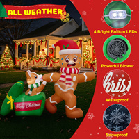 Décorations gonflables de Noël amusantes pour l'extérieur, homme en pain d'épices de 1,80 m poursuivi par un chien Corgi avec LED intégrées, géant à gonfler pour la cour