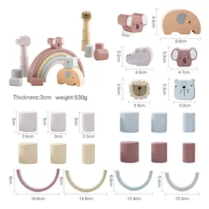 モンテッソーリ子供用木製動物バランスおもちゃ早期学習教育赤ちゃん木製バランススタッキングおもちゃ