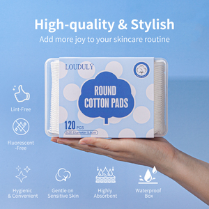Boîte personnalisée imprimée, 120 tampons de <span class=keywords><strong>coton</strong></span> jetables à 3 couches de 5,8 cm pour démaquillage et nettoyage du visage, pour salon de beauté - Product Image 4