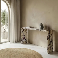 Table console d'entrée en marbre de luxe au prix d'usine, design élégant Calacatta Violet, meubles pour villa, salon et couloir