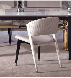 Chaise de salle à manger élégante en tissu et pieds métalliques noirs pour salon - Product Image 6