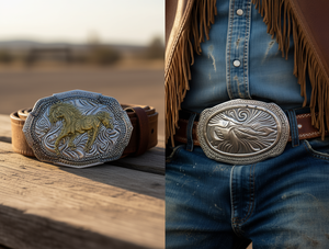 Fibbia per Cintura Grande in Stile Western Placcata Argento Alien 4,5 cm - Product Image 2