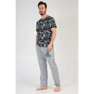 Conjunto de Pijama Casual para Hombre, Cuello Redondo, Manga Corta, con Bolsillos, Tejido de Punto Suave, Ropa de Dormir Térmica con Logotipo Personalizado y Estampado a Rayas - Product Image 3