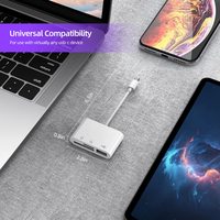 3-en-1 USB C para SD TF Adaptador de lector de tarjetas de memoria Instalación externa Compatible con iPhone iPad y cámara USB