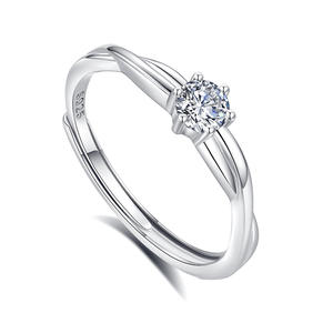 سوليتير ملتوي الحب لحفلات الزفاف خاتم الزوجين عريس العروس وعد قابل للتعديل خواتم فضة من أجل من من من من من - Product Image 3