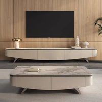 Table basse ovale en bois de luxe ensemble de meuble TV Style nordique salon Table basse rétractable supports TV