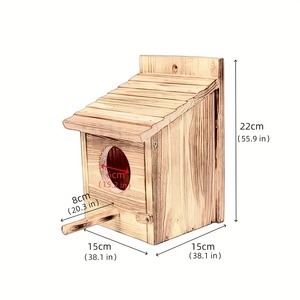Nichoir en bois pour oiseaux 15x15x22cm, rectangulaire, durable, pour l'extérieur, pour oiseaux de compagnie - Product Image 2