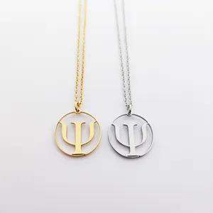 Collier personnalisé à initiales style Psi Collier de sororité lettre grecque Psi Charme de fraternité Or 18K Symbole Psi en acier inoxydable - Product Image 1