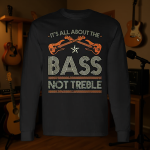 T-shirt a maniche lunghe per bassisti, design retrò con chitarra, per musicisti - Product Image 4